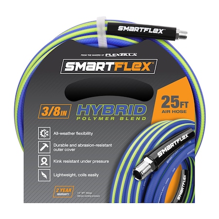 Smartflex Air Hose, 3/8in x 25ft, 1/4in MNPT Fittings HSF3825BL2